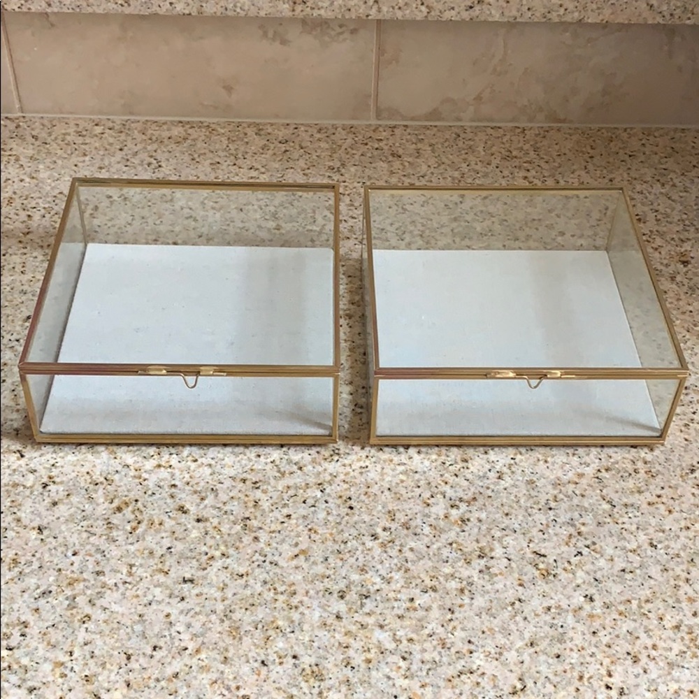 West Elm Glass Shadow boxes - gold